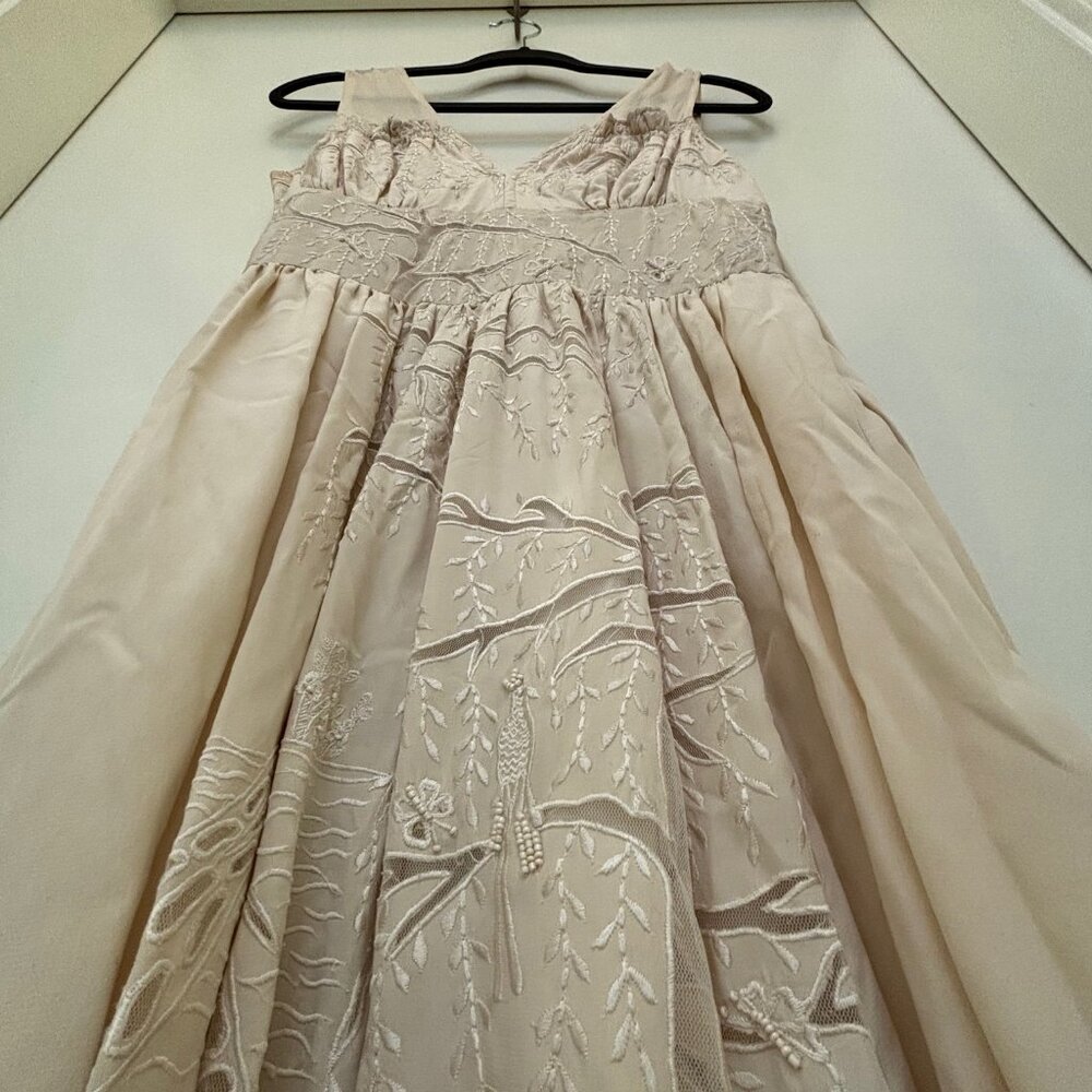 TRACY REESE off-white cream silk midi bridal dress 4